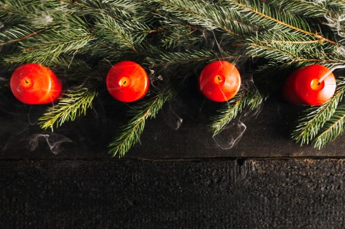 christmas-background-with-top-view-four-candles